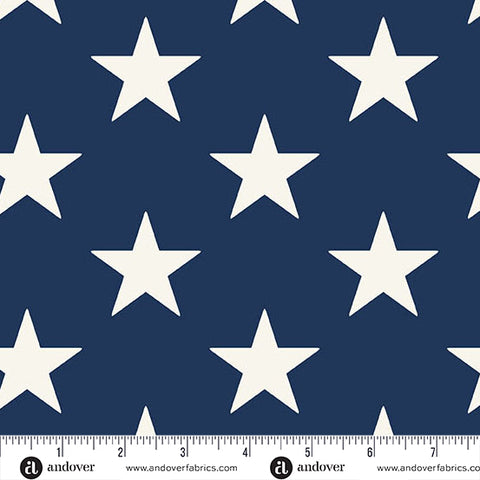 Andover Americana 10182 B Blue Large Star By The Yard