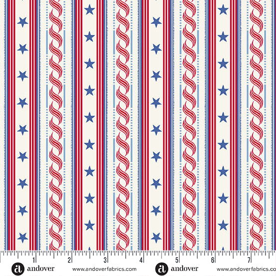 Andover Americana 10183 L Cream Stripe By The Yard