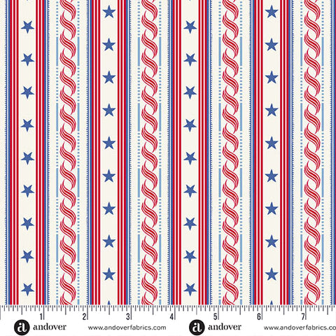 Andover Americana 10183 L Cream Stripe By The Yard