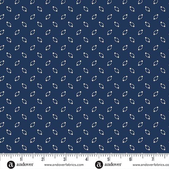 Andover Americana 10187 B1 Navy Circle Star By The Yard