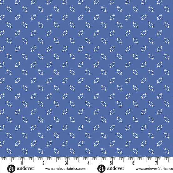 Andover Americana 10187 B Blue Circle Star By The Yard