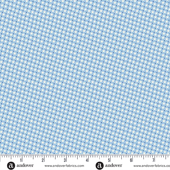 Andover Americana 10188 B Light Blue Star Dot By The Yard