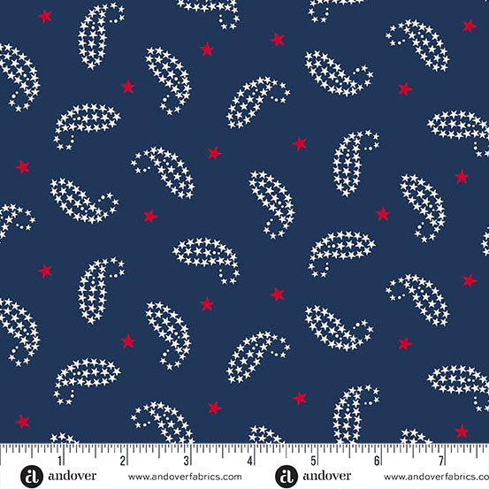 Andover Americana 10189 B Blue Paisley By The Yard