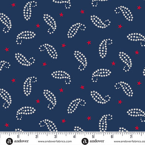 Andover Americana 10189 B Blue Paisley By The Yard