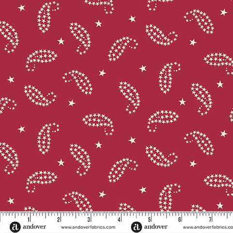 Andover Americana 10189 R Red Paisley By The Yard