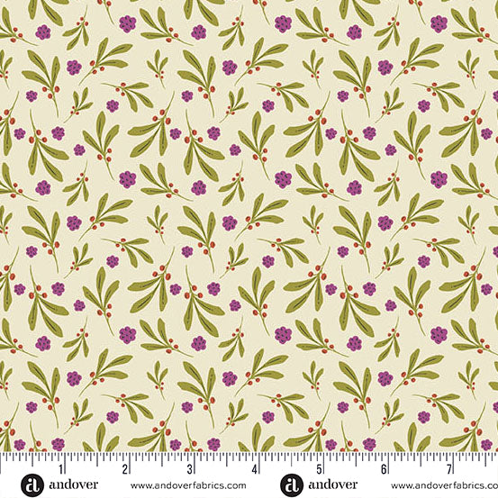 Andover Nordic Summer 10321 L Buttermilk Berry Spray By The Yard