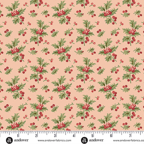 Andover Jingle Bell 10351 E Strawberry Creme Holly Branch By The Yard