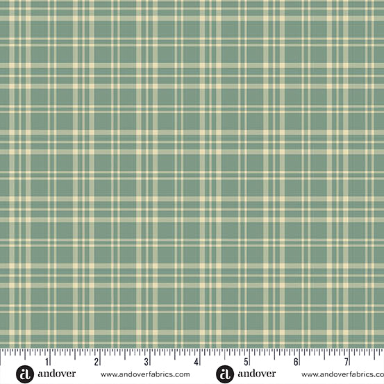 Andover Jingle Bell 10356 B Vintage Blue Pajama Plaid By The Yard