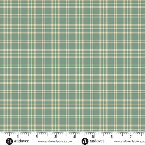 Andover Jingle Bell 10356 B Vintage Blue Pajama Plaid By The Yard