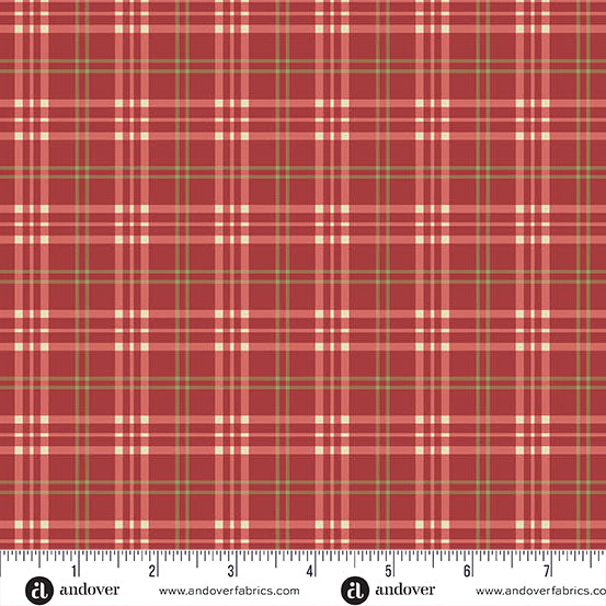 Andover Jingle Bell 10356 R Cranberry Pajama Plaid By The Yard