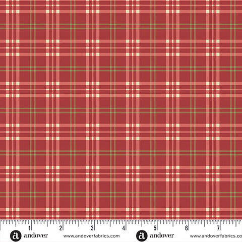Andover Jingle Bell 10356 R Cranberry Pajama Plaid By The Yard
