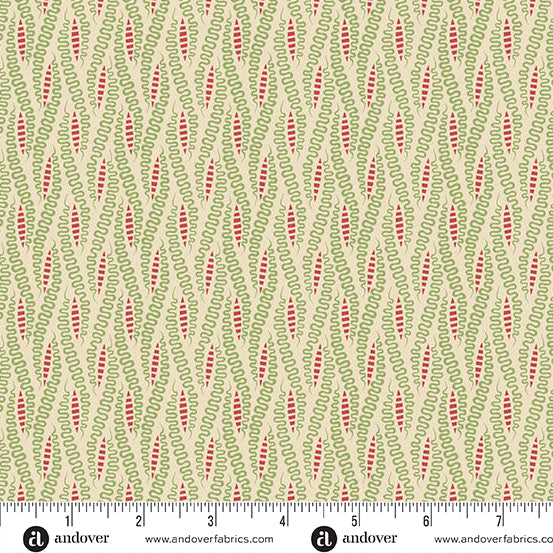 Andover Jingle Bell 10361 L Holly Ribbon Candy By The Yard
