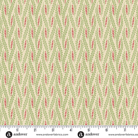 Andover Jingle Bell 10361 L Holly Ribbon Candy By The Yard