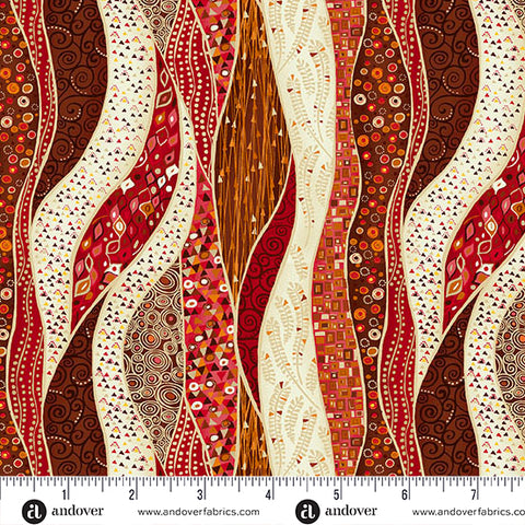 Andover/Makower Golden MU156 R Red Wave By The Yard