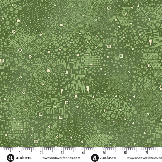 Andover/Makower Golden MU157 G Green Engraved By The Yard