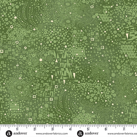 Andover/Makower Golden MU157 G Green Engraved By The Yard