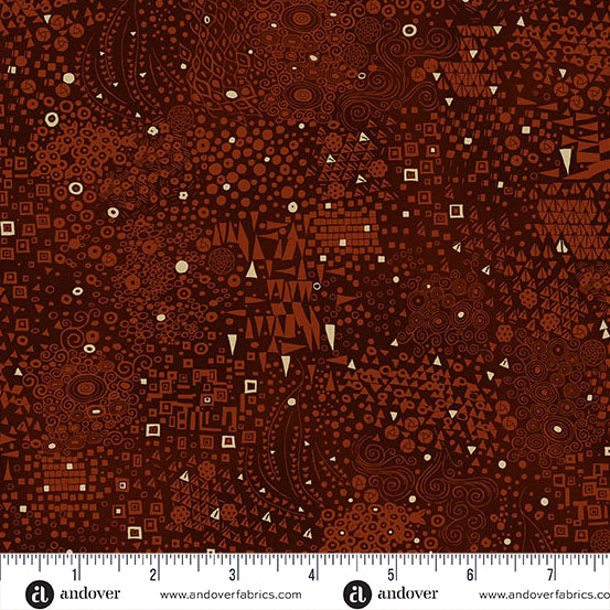 Andover/Makower Golden MU157 V Brown Engraved By The Yard