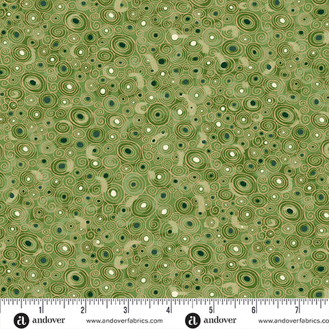 Andover/Makower Golden MU158 G Green Scroll By The Yard