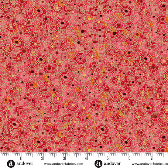 Andover/Makower Golden MU158 R Red Scroll By The Yard