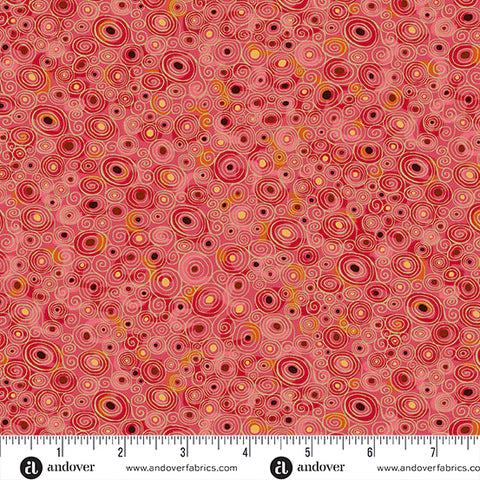 Andover/Makower Golden MU158 R Red Scroll By The Yard