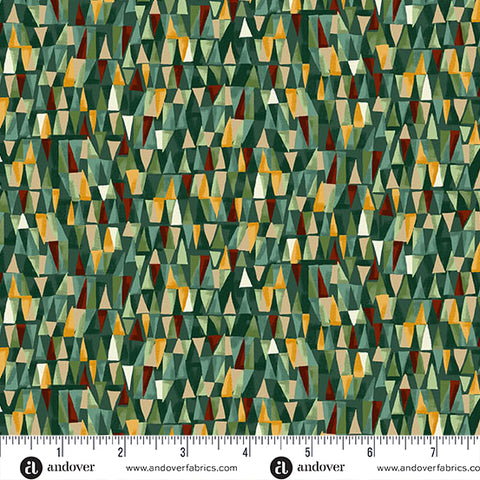 Andover/Makower Golden MU159 G Green Geometric By The Yard