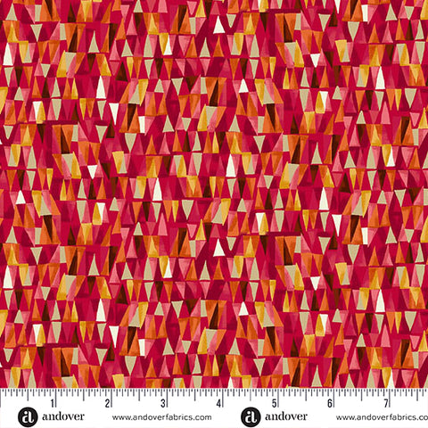 Andover/Makower Golden MU159 R Red Geometric By The Yard