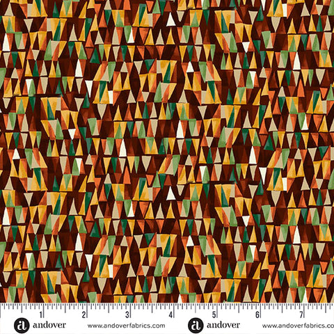 Andover/Makower Golden MU159 V Brown Geometric By The Yard