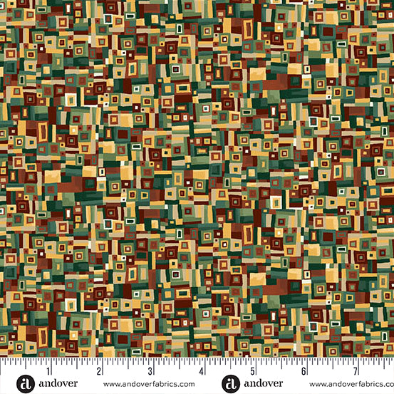 Andover/Makower Golden MU160 G Green Patchwork By The Yard