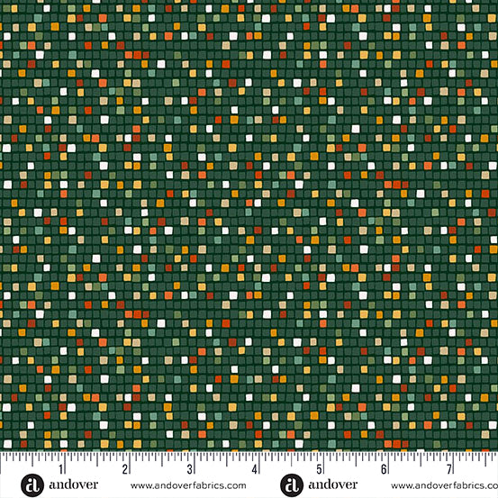 Andover/Makower Golden MU162 G Green Mosaic By The Yard