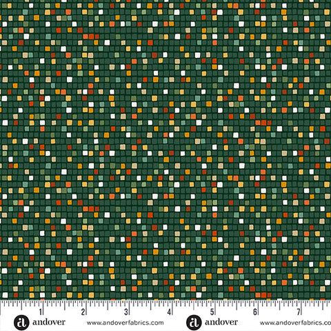 Andover/Makower Golden MU162 G Green Mosaic By The Yard