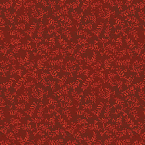 Benartex American Spirit 7563 10 Erntebeerenblätter, rote Meterware