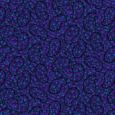 Studio E Field Of Seams 7645 57 Purple/Blue Calico Paisley By The Yard