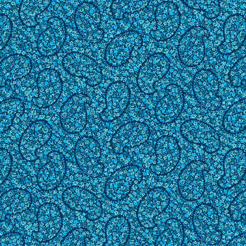 Studio E Field Of Seams 7645 71 Denim Blue Calico Paisley By The Yard