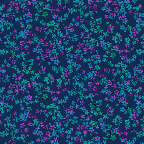 Studio E Field Of Seams 7647 72 Blue/Fuchsia Multi Vine By The Yard