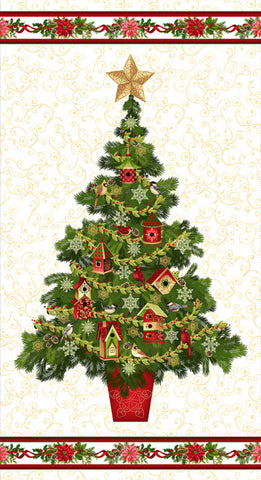 Studio E 'Tis The Season 7688P 44 Cream Tree Banner 24" Panel By The PANEL (not strictly by the yard)