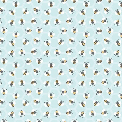 Studio E Hello Honey! 7826 11 Bee Hex Light Blue By The Yard