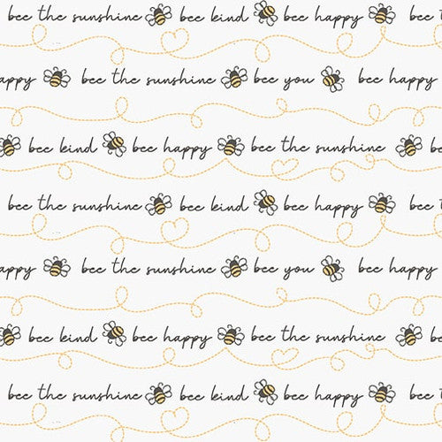 Studio E Hello Honey! 7830 09 Bee Happy Script Cream By The Yard