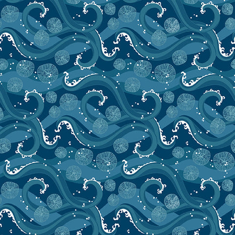 Studio E Mermaid Tails 7933 77 Dark Blue Waves 2 YARDS