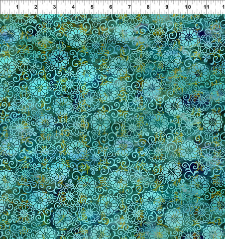 In The Beginning Oriental Gardens 7OG 2 Teal Lace By The Yard
