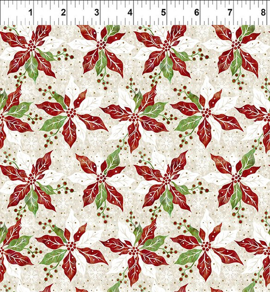 In The Beginning Winter Solstice II 7WS 1M Cream Poinsettia By The Yard