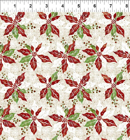 In The Beginning Winter Solstice II 7WS 1M Cream Poinsettia By The Yard