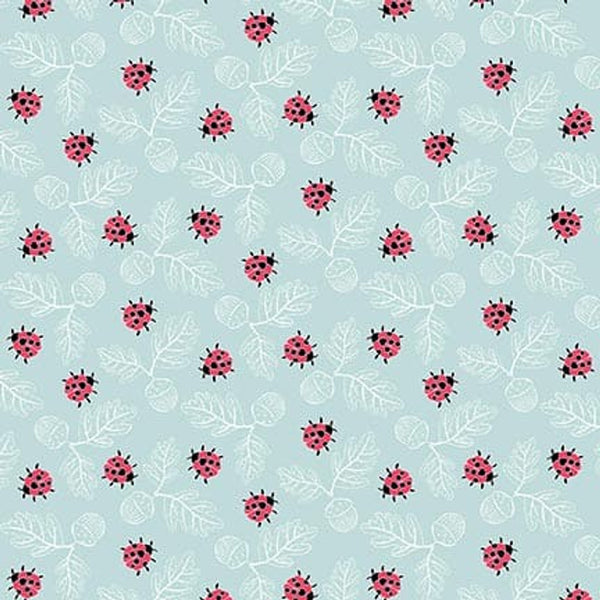 Studio E In The Thicket 8075 78 Light Blue Tossed Lady Bugs 3 YARDS