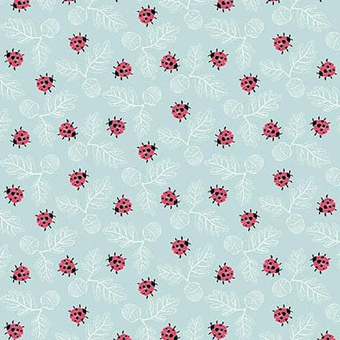 Studio E In The Thicket 8075 78 Light Blue Tossed Lady Bugs 3 YARDS
