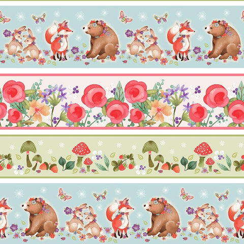 Studio E In The Thicket 8080 72 Blue Multi Border Stripe By The Yard