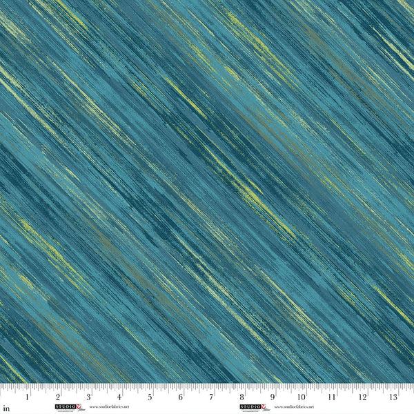 Studio E Rough Around The Edges 8270 11 Teal Sketch Stripe By The Yard