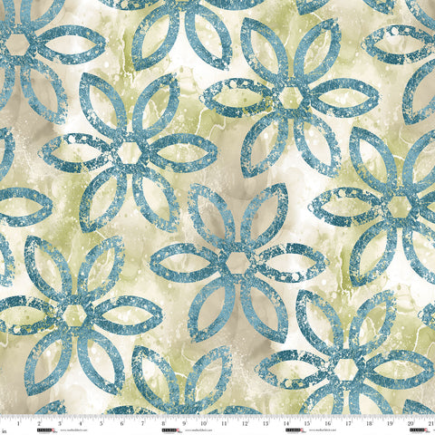 Studio E Rough Around The Edges 8272 11 Teal Stencil Loops By The Yard