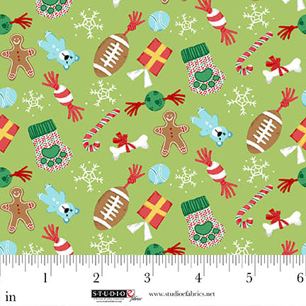Studio E Merry Woof-mas 8355 64 Lime Dog Toys Toss 1.875 YARDS