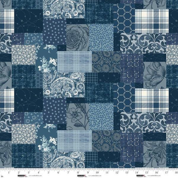 Studio E Pieces Of America 8589 73 Blue Patchwork By The Yard