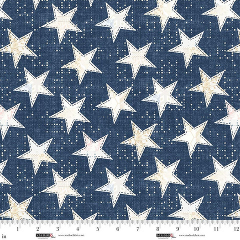 Studio E Pieces Of America 8592 73 Blue Big Stars On Blue By The Yard