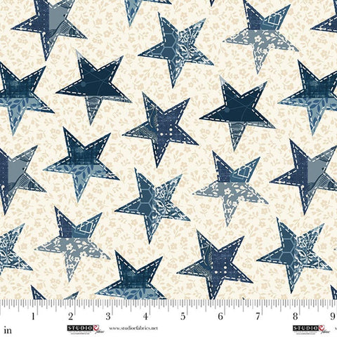 Studio E Pieces Of America 8593 17 Cream Big Stars On Cream By The Yard